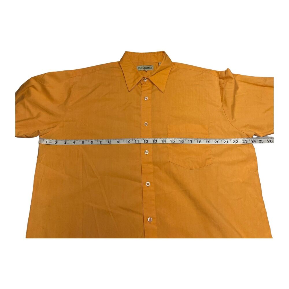 Haband Shirt Men's 16 Orange Polyester Pockets Short Sleeve Casual Button-Up - Picture 7 of 9